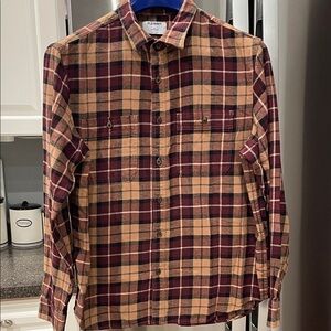Old Navy Men's Plaid Shirt - Maroon and Tan